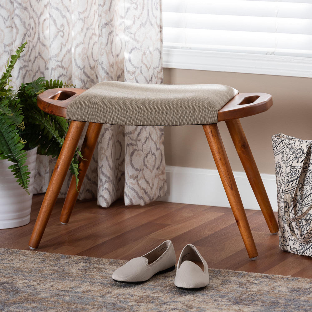 Baxton Studio - Banner Bench in Light Brown/Oak Brown - SF9120-Upholstered Oak-Bench view 6