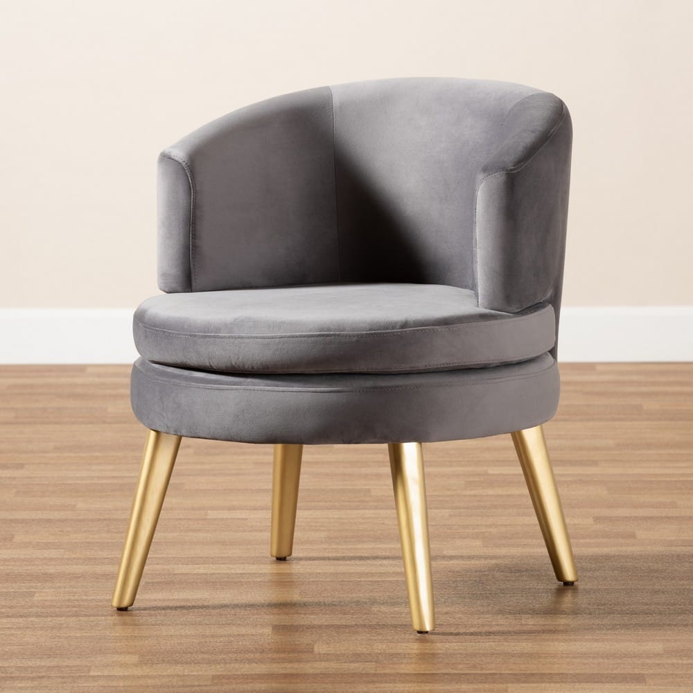 Baxton Studio - Baptiste Chair in Grey/gold - WS-14056-Grey Velvet/Gold-CC view 7