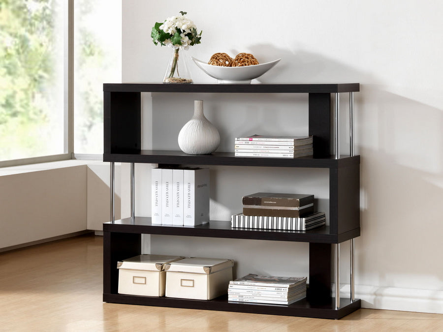 Baxton Studio - Barnes Bookshelf in Dark Brown - FP-3D view 3