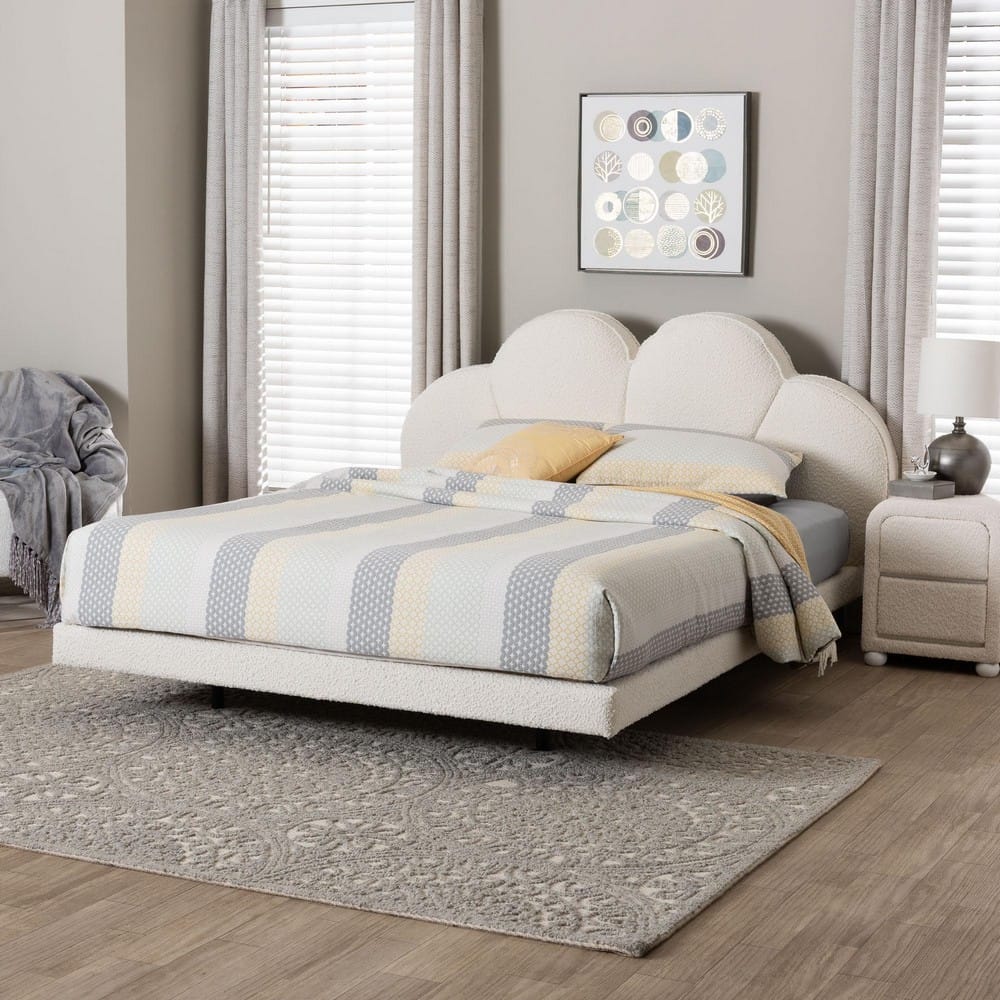Baxton Studio - Barrera King Size Bed in Cream/Black - BBT61331-Floating Bed-Cream-King view 6