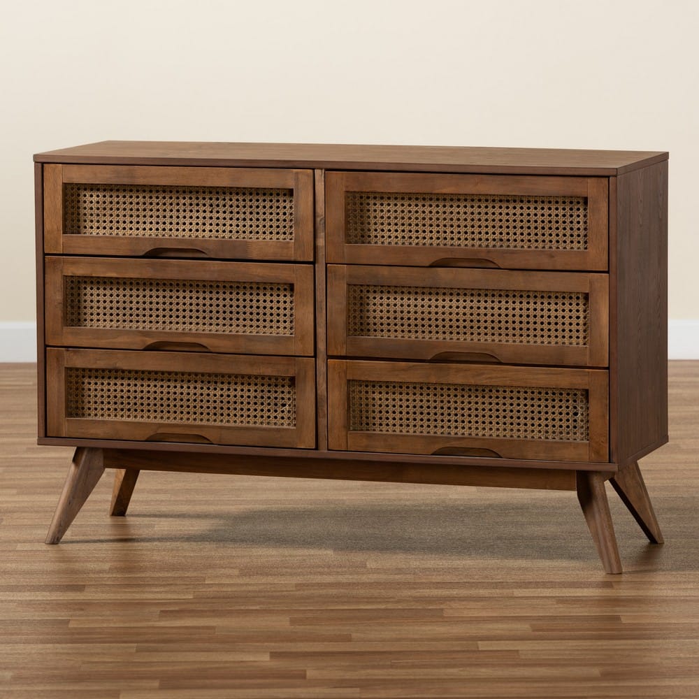 Baxton Studio - Barrett Dresser in Walnut Brown - MG9001-Rattan-6DW-Dresser view 9