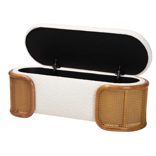 Baxton Studio - Basira Storage Bench in Cream/Brown - BBT5489-Maya Cream-Bench view 2