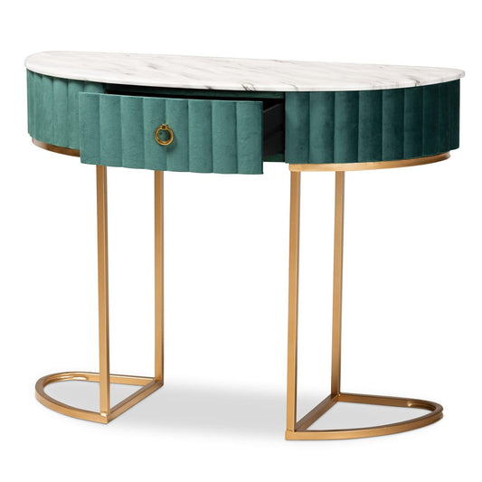 Baxton Studio - Beale Console Table in Green/Gold - JY20A157-Green/Gold-Console view 2