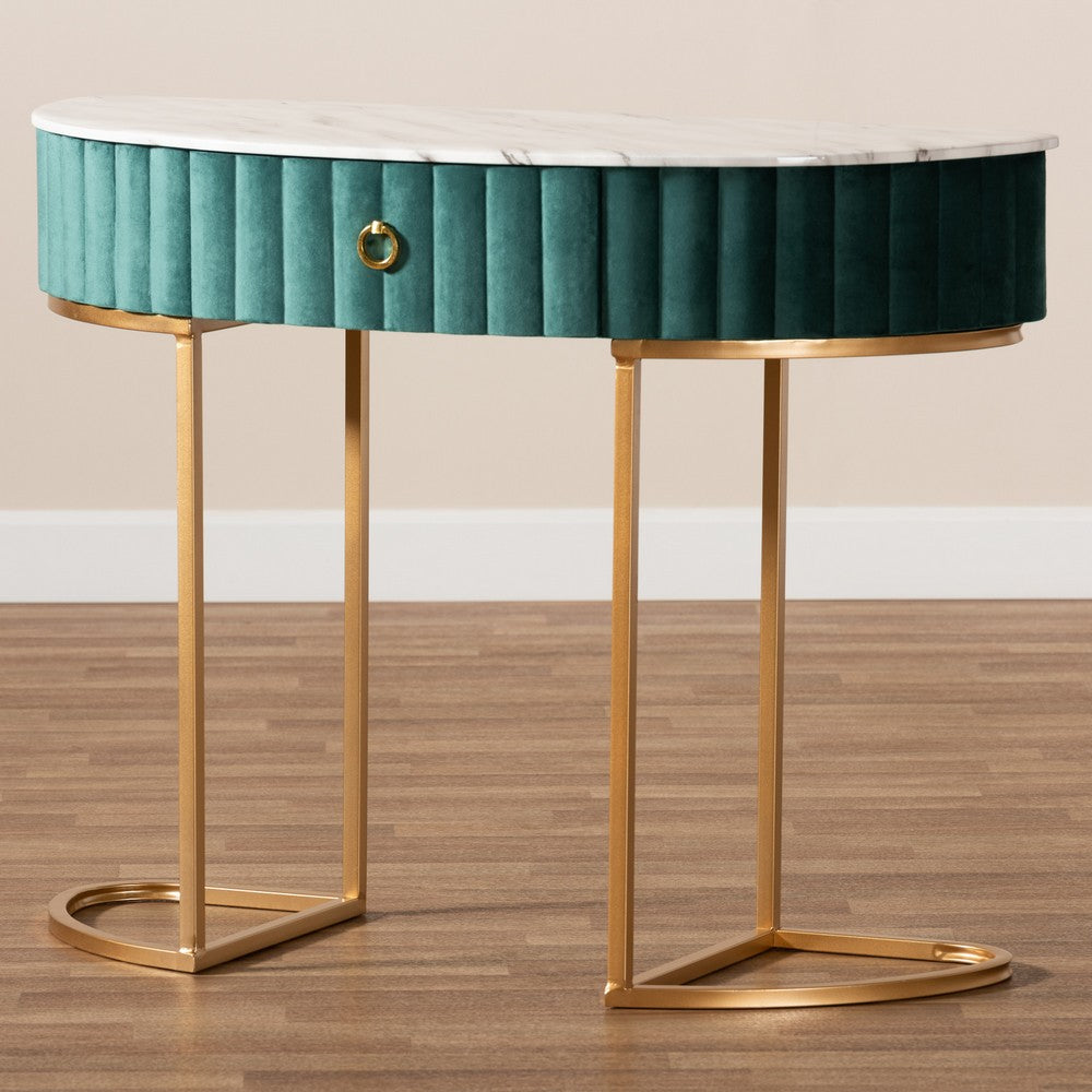 Baxton Studio - Beale Console Table in Green/Gold - JY20A157-Green/Gold-Console view 9