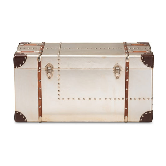 Baxton Studio - Bechet Ottoman in Silver - NCC2802M-Silver-Ottoman view 2