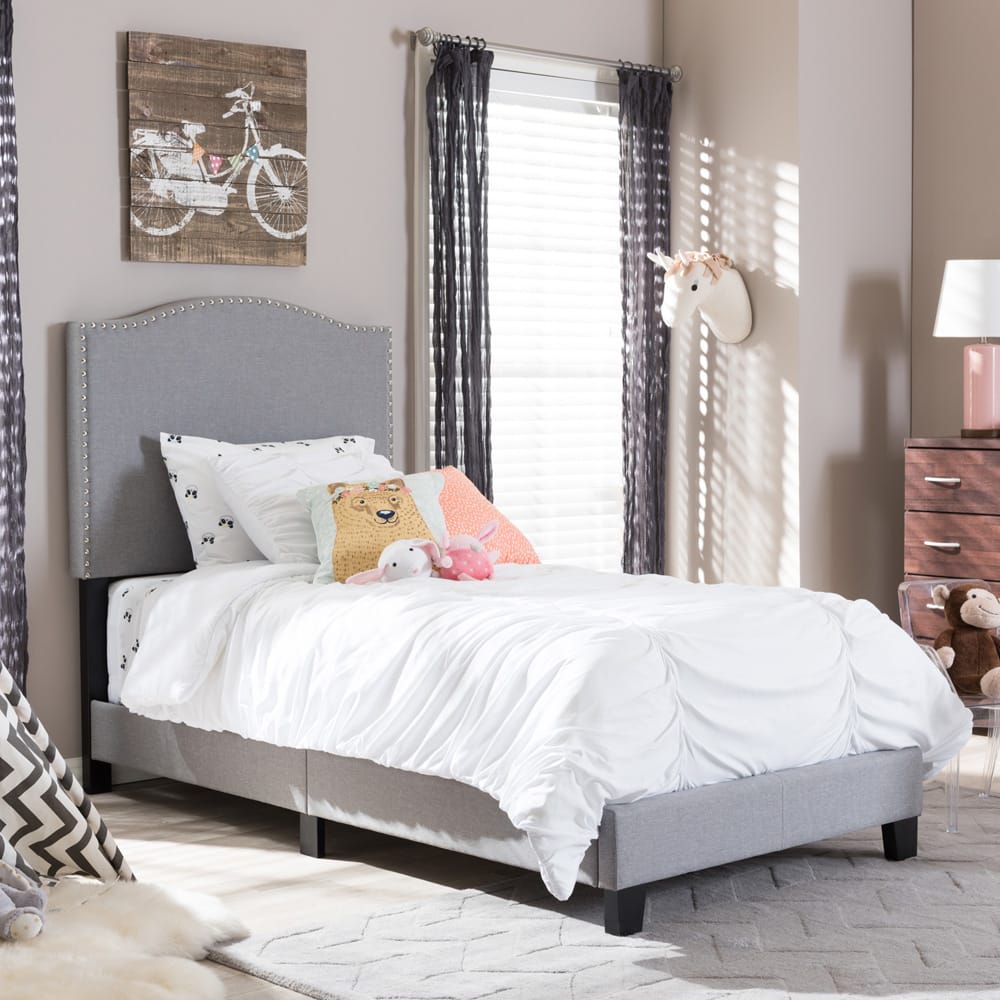 Baxton Studio - Benjamin Twin Size Bed in Grey - Benjamin-Twin-Grey view 5