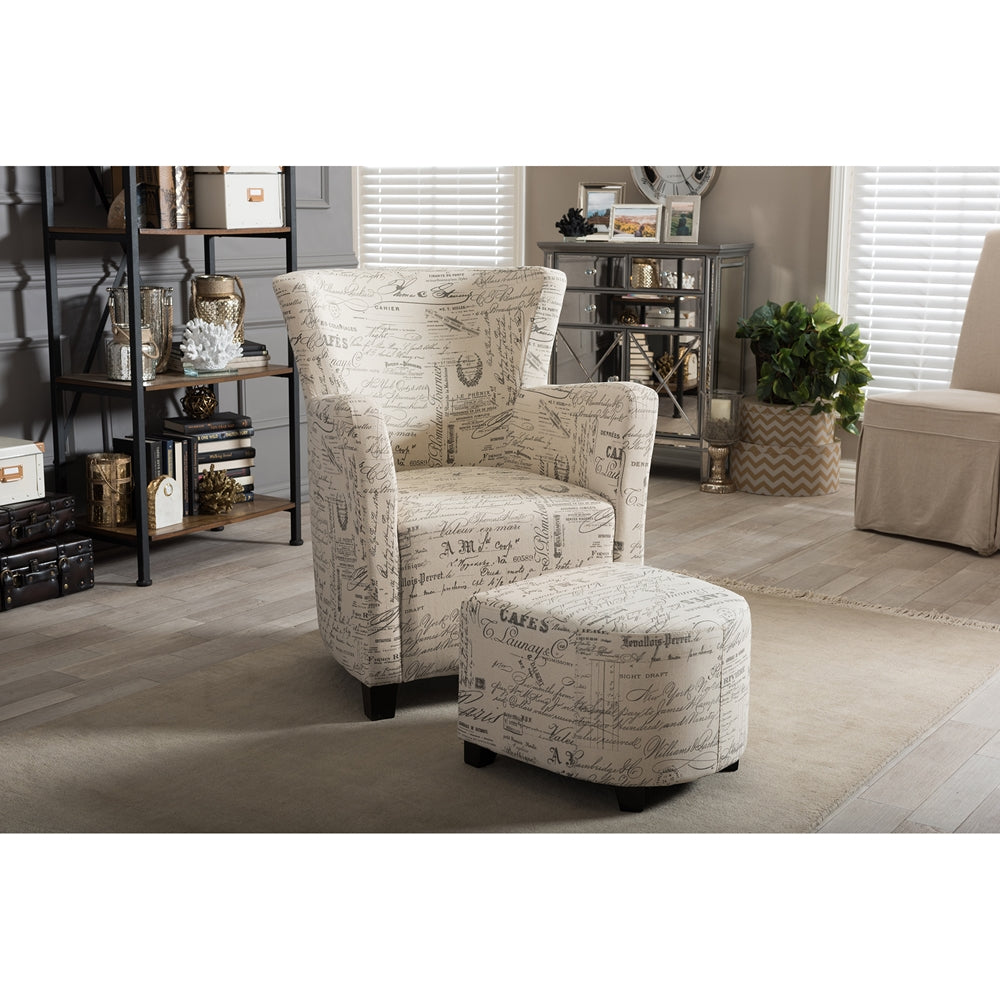 Baxton Studio - Benson Chair with Ottoman in Beige - WS-0710-Beige-L277 view 10
