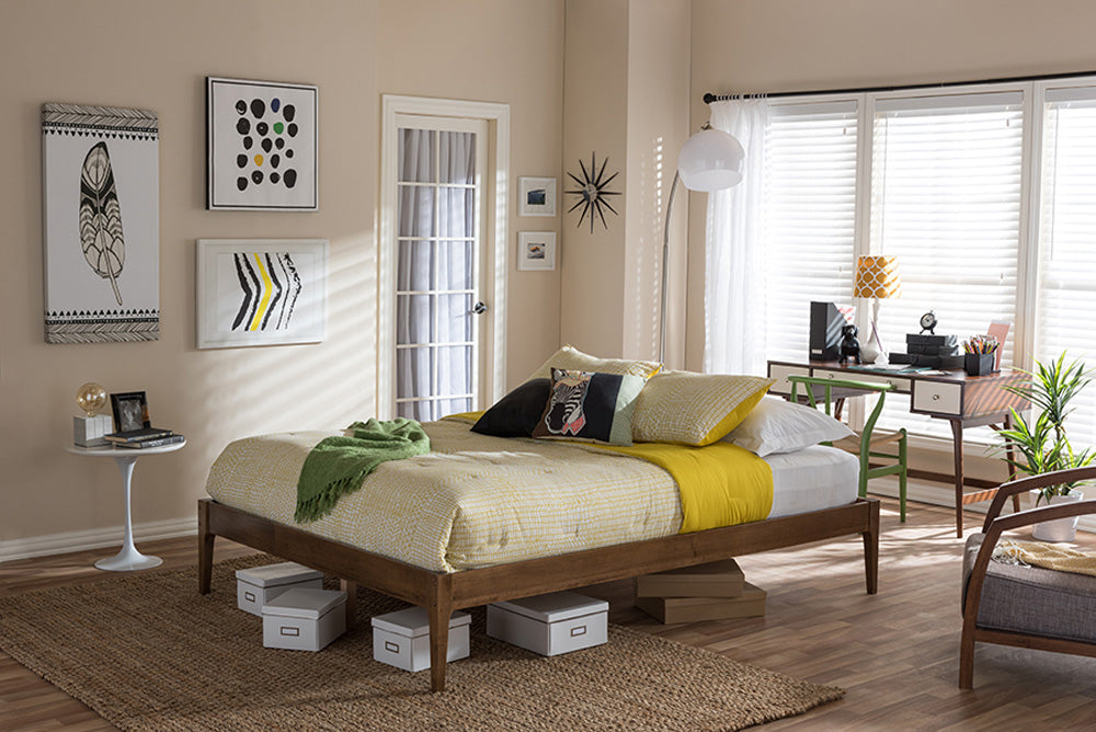 Baxton Studio - Bentley Queen Size Bed - SW8021-Walnut-M17-Queen view 4