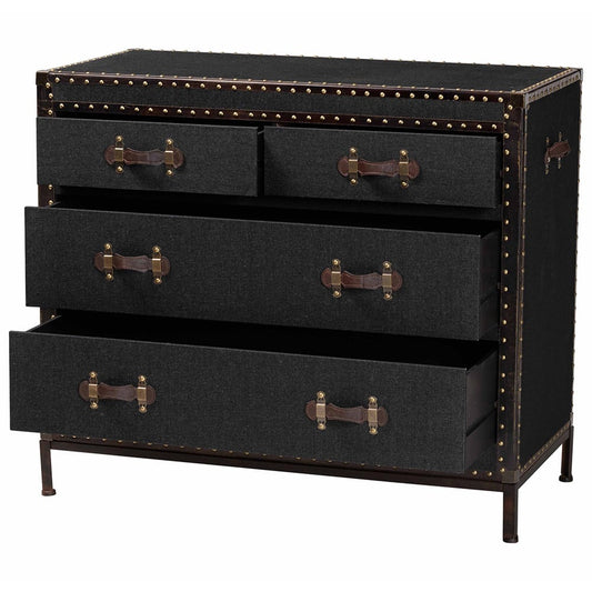 Baxton Studio - Benton Storage Cabinet in Black/Brown/Dark Brown - JY23B238-Black-Cabinet view 2