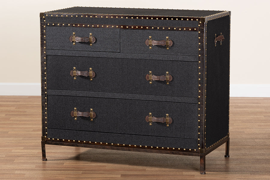 Baxton Studio - Benton Storage Cabinet in Black/Brown/Dark Brown - JY23B238-Black-Cabinet view 10