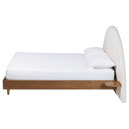 Baxton Studio - Bernice Queen Size Bed in Cream/Walnut Brown - BBT61266-Cream/Walnut-Queen view 2