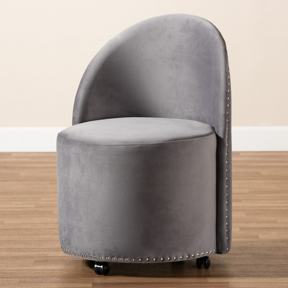 Baxton Studio - Bethel Chair in Grey/Black - WS-52226-Grey Velvet-CC view 8
