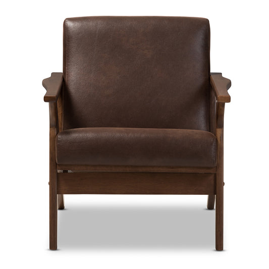 Baxton Studio - Bianca Accent Chair in Dark Brown/"Walnut" Brown - Bianca-Dark Brown/Walnut Brown-CC view 2