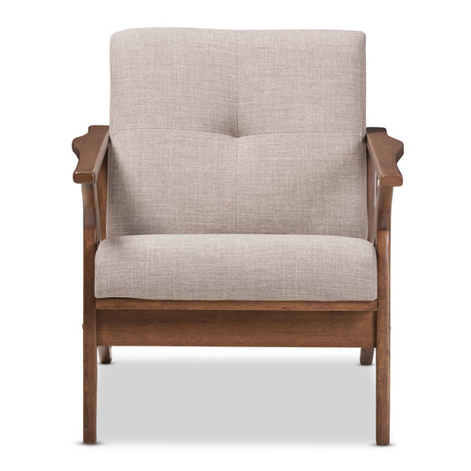 Baxton Studio - Bianca Accent Chair in Light Grey/"Walnut" Brown - Bianca-Light Grey/Walnut Brown-CC view 2