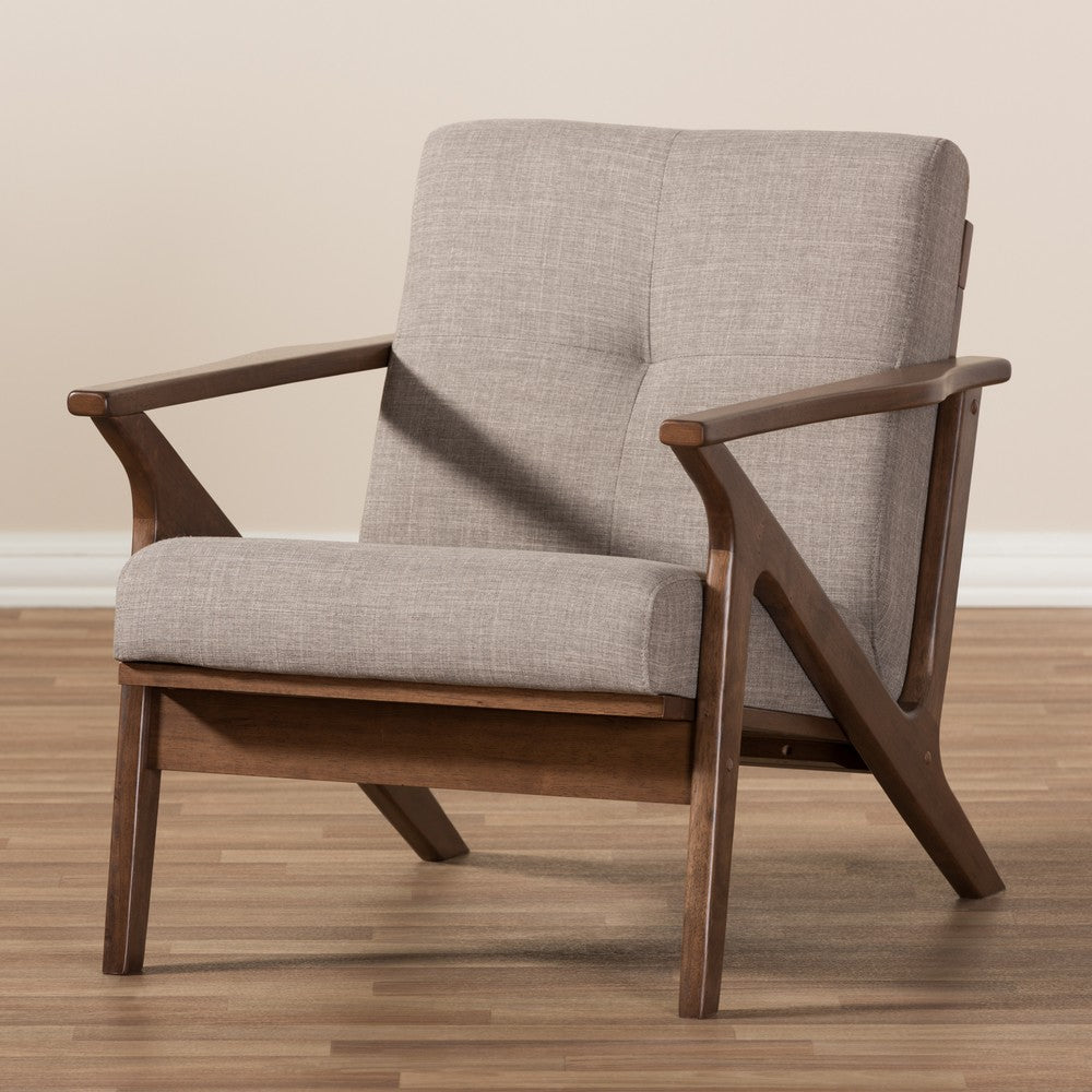 Baxton Studio - Bianca Accent Chair in Light Grey/"Walnut" Brown - Bianca-Light Grey/Walnut Brown-CC view 9