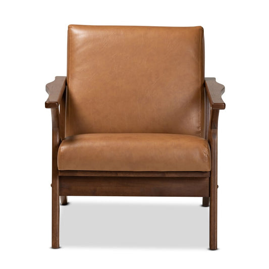 Baxton Studio - Bianca Chair in Tan/Walnut Brown - Bianca-Tan/Walnut Brown-CC view 2