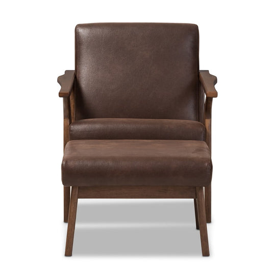 Baxton Studio - Bianca Living Room Set in Dark Brown/"Walnut" Brown - Bianca-Dark Brown/Walnut Brown-2PC-Set view 2