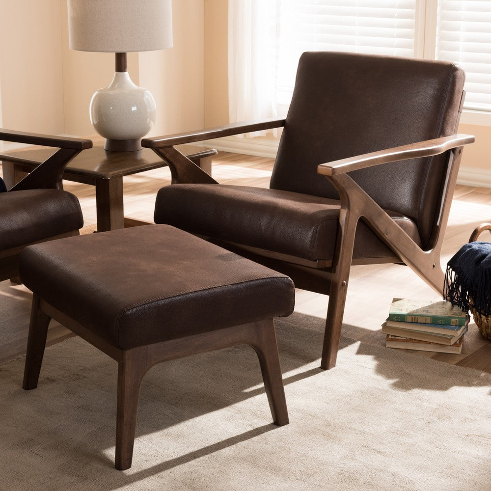 Baxton Studio - Bianca Living Room Set in Dark Brown/"Walnut" Brown - Bianca-Dark Brown/Walnut Brown-2PC-Set view 7