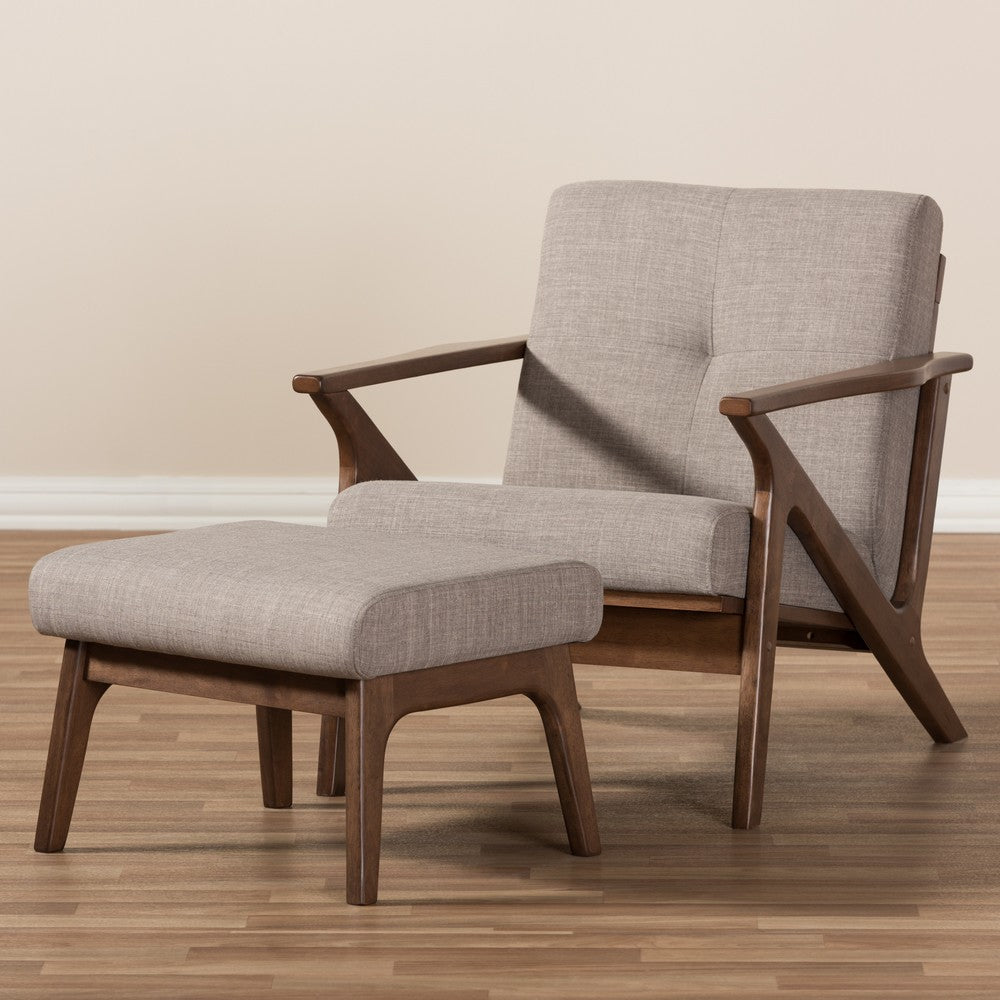 Baxton Studio - Bianca Living Room Set in Light Grey/"Walnut" Brown - Bianca-Light Grey/Walnut Brown-2PC-Set view 8