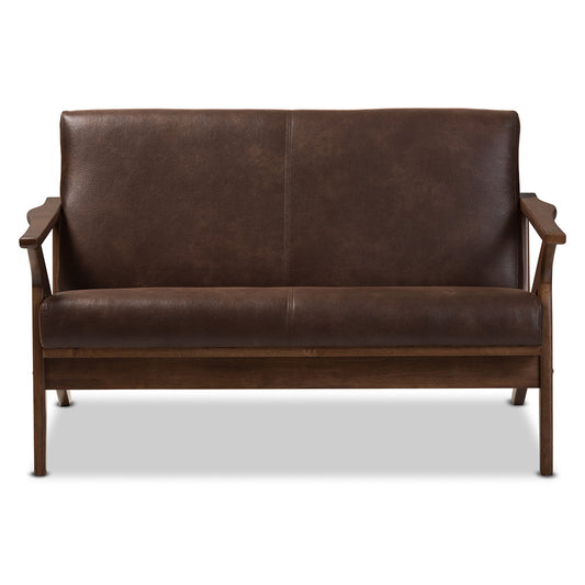 Baxton Studio - Bianca Loveseat in Dark Brown/"Walnut" Brown - Bianca-Dark Brown/Walnut Brown-LS view 2