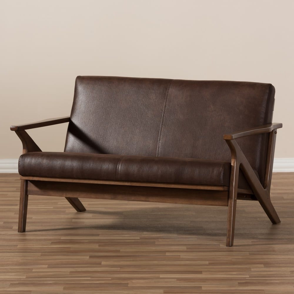Baxton Studio - Bianca Loveseat in Dark Brown/"Walnut" Brown - Bianca-Dark Brown/Walnut Brown-LS view 7
