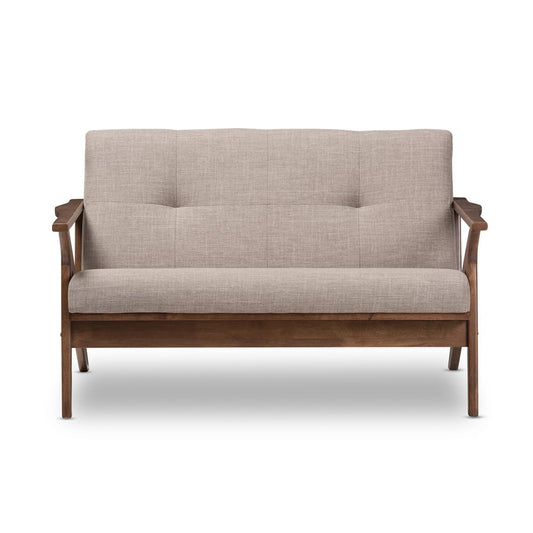 Baxton Studio - Bianca Loveseat in Light Grey/"Walnut" Brown - Bianca-Light Grey/Walnut Brown-LS view 2