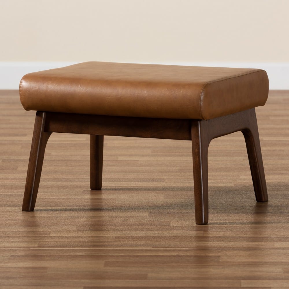 Baxton Studio - Bianca Ottoman in Tan/Walnut Brown - Bianca-Tan/Walnut Brown-Otto view 8