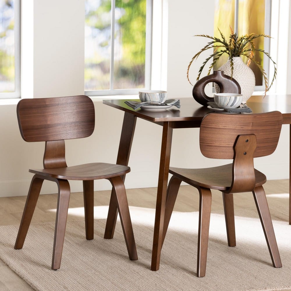 Baxton Studio - Billie Set of 2 Dining Chairs in Walnut Brown - Billie-Walnut-DC view 7