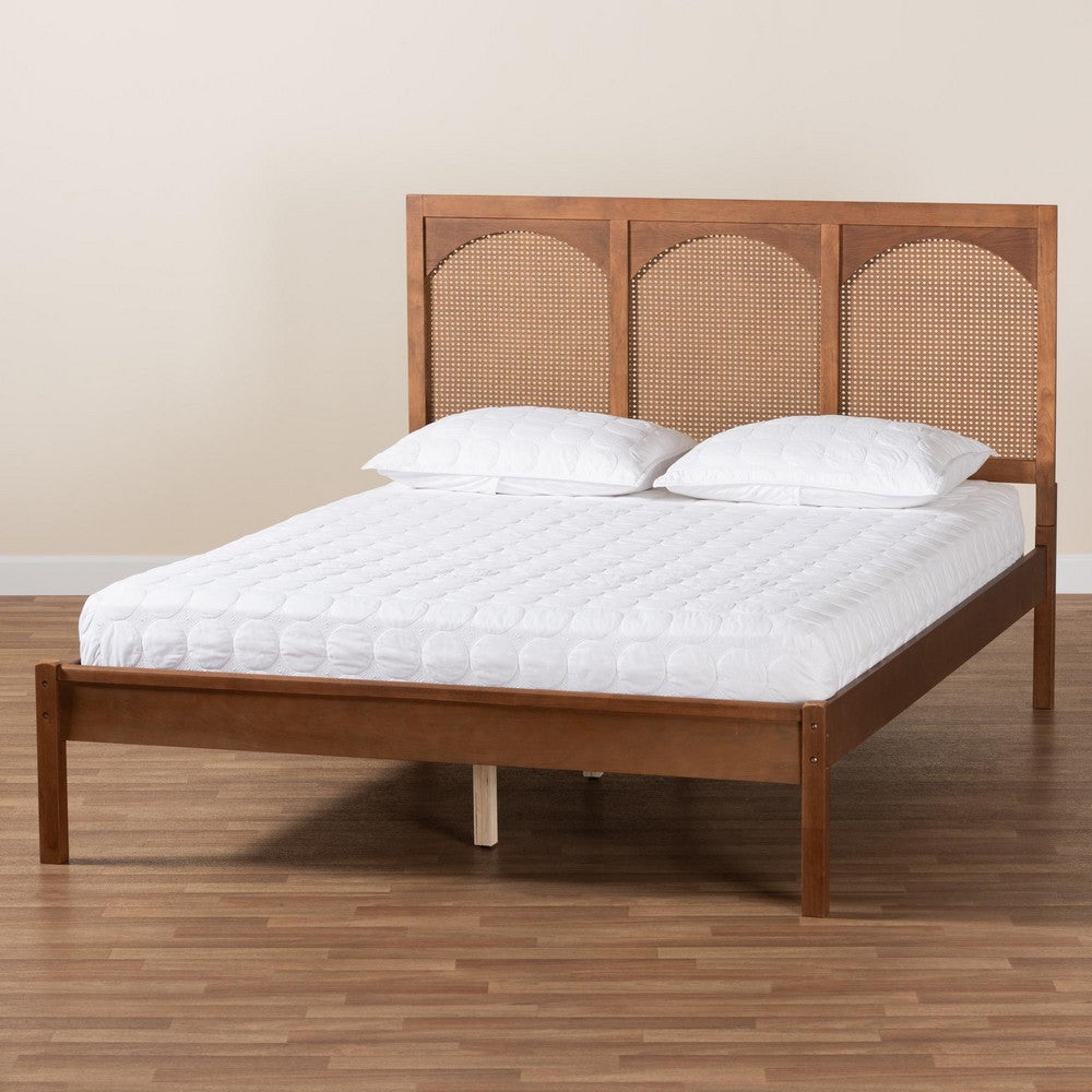 Baxton Studio - Blossom King Size Bed in Ash Walnut - MG0084-Ash Walnut Rattan-King view 8