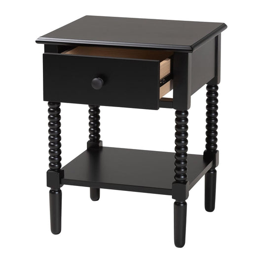 Baxton Studio - Braith Nightstand in Black - SW8000-88NS-Black-NS view 2
