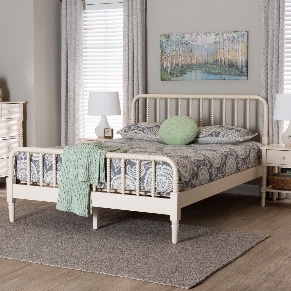 Baxton Studio - Braith Queen Size Bed in Ivory - SW8620-Ivory-Queen view 8