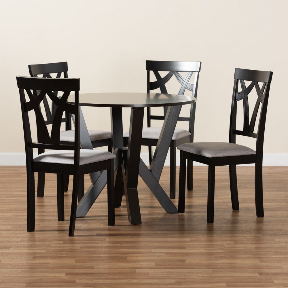 Baxton Studio - Branca Dining Set in Grey/Dark Brown - Branca-Grey/Dark Brown-5PC Dining Set view 9