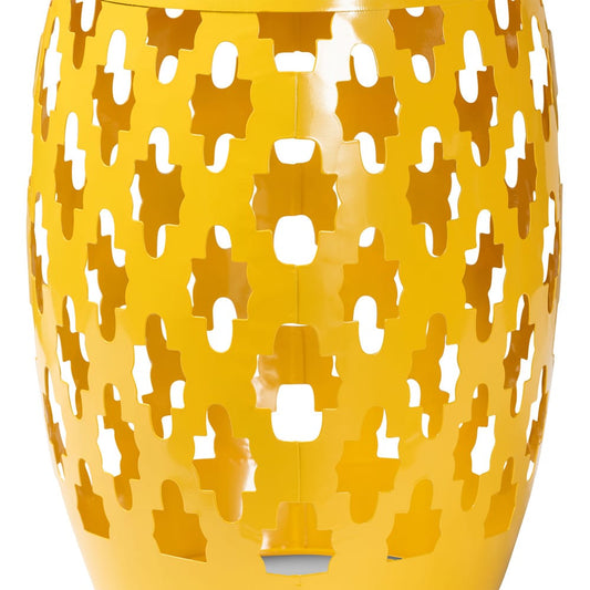 Baxton Studio - Branson Outdoor Side Table in Yellow - H01-101370A Yellow Metal Side Table view 2