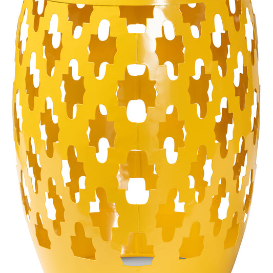 Baxton Studio - Branson Outdoor Side Table in Yellow - H01-101370A Yellow Metal Side Table view 2