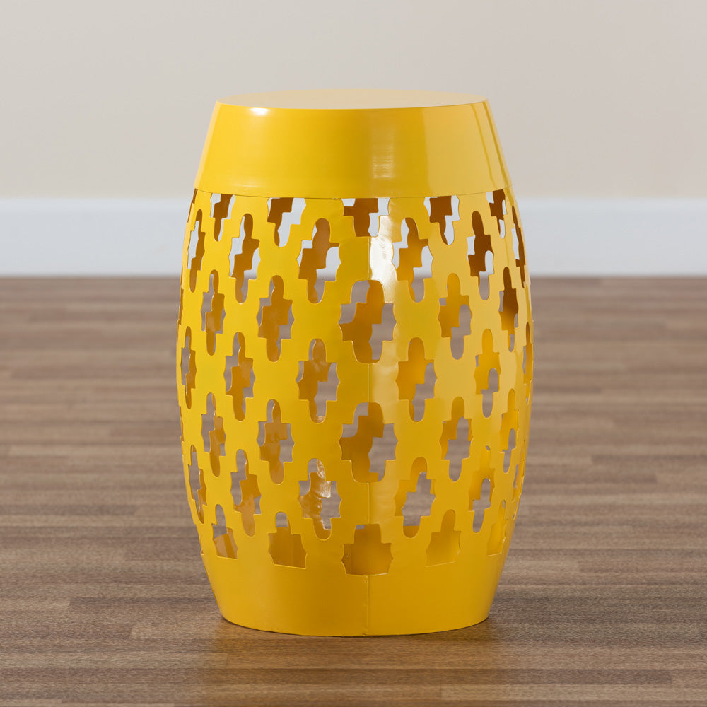 Baxton Studio - Branson Outdoor Side Table in Yellow - H01-101370A Yellow Metal Side Table view 6