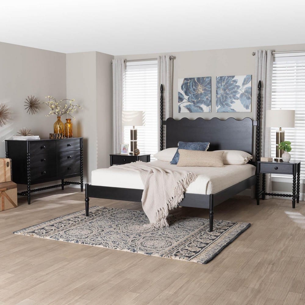 Baxton Studio - Brantley King Bedroom Set in Black - Lesedi-4PC Bedroom Set-Black-King-2NS view 11