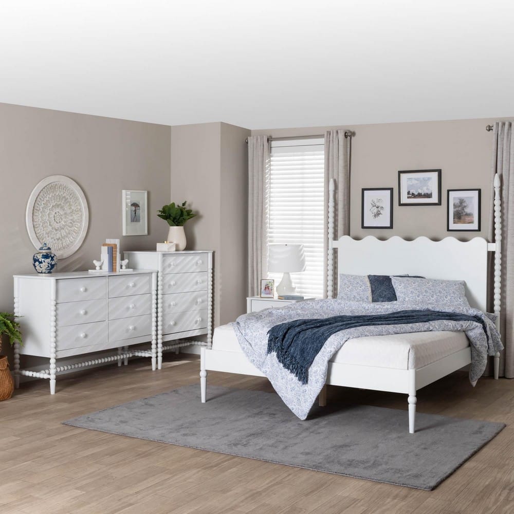 Baxton Studio - Brantley Queen Bedroom Set in White - Lesedi-4PC Bedroom Set-White-Queen-1NS view 11