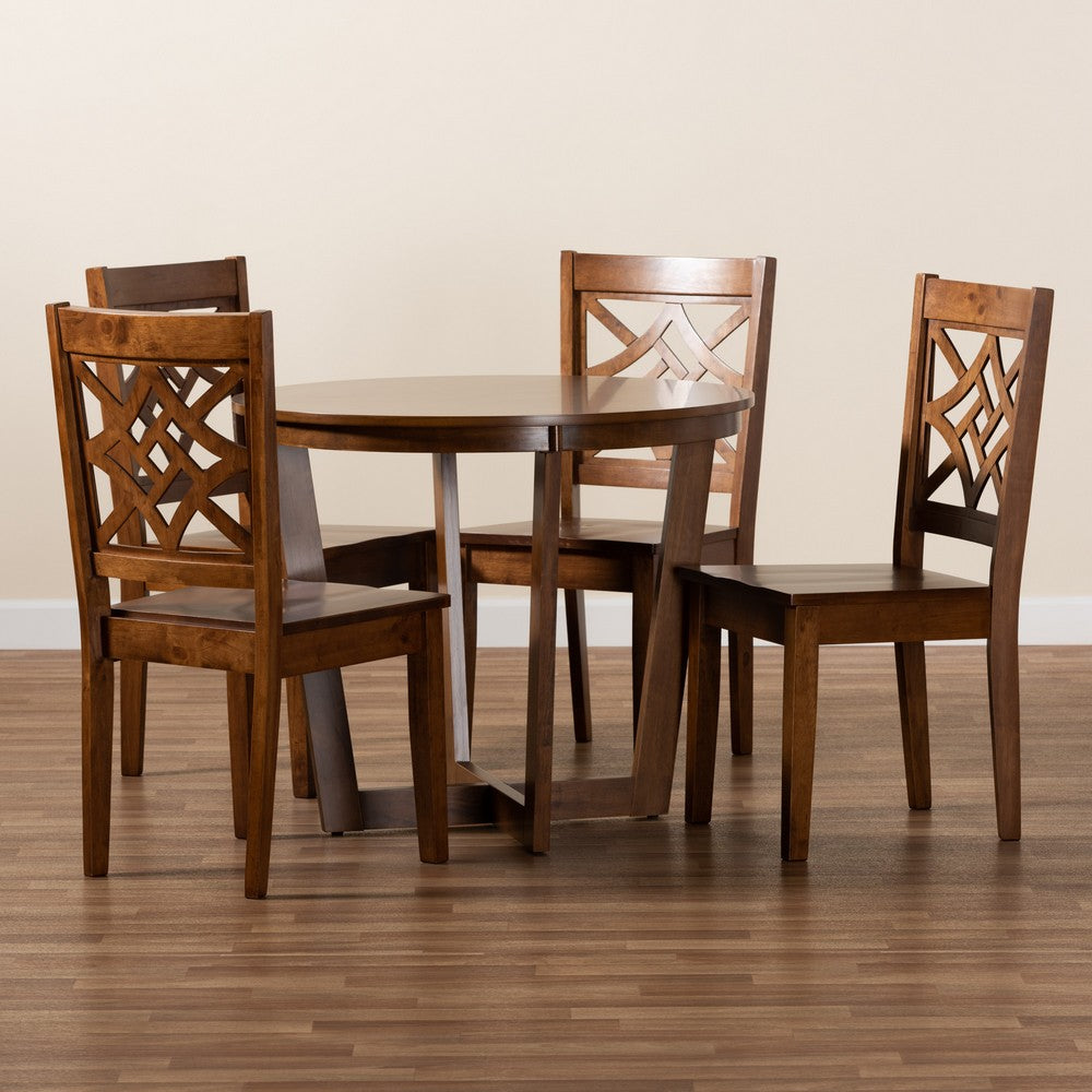 Baxton Studio - Brava Dining Set in Walnut Brown - Brava-Walnut-5PC Dining Set view 8