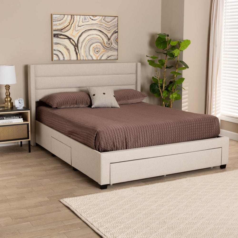 Baxton Studio - Braylon Full Size Bed in Beige/Dark Brown - CF 9270-A-Coronado-A-Beige-Full view 10