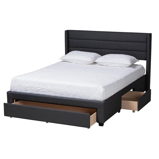 Baxton Studio - Braylon Full Size Bed in Charcoal Grey/Dark Brown - CF 9270-A-Coronado-A-Charcoal Grey-Full view 2