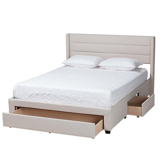 Baxton Studio - Braylon Queen Size Bed in Beige/Dark Brown - CF 9270-A-Coronado-A-Beige-Queen view 2
