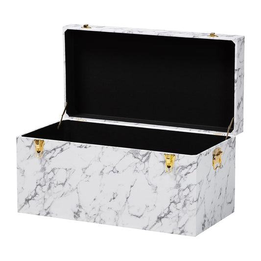 Baxton Studio - Brenta Storage Trunk in Marble White - JY24A208-White/Grey-Wooden-Ottoman view 2