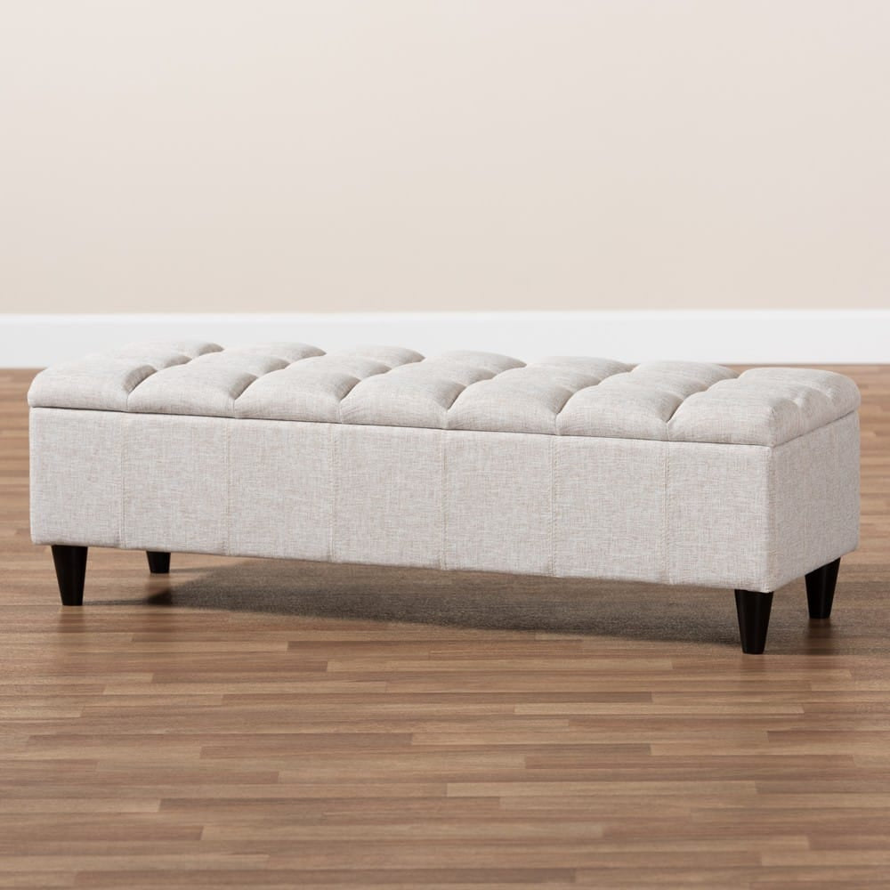 Baxton Studio - Brette Storage Ottoman in Beige/Dark Brown - BBT3162-Beige-Otto view 9