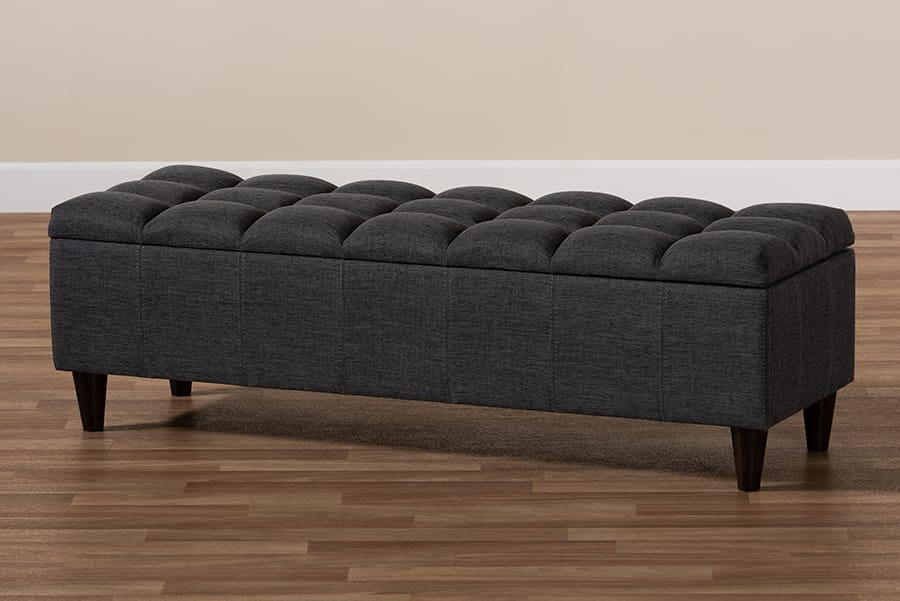 Baxton Studio - Brette Storage Ottoman in Charcoal - BBT3162-Dark Grey-Otto view 10