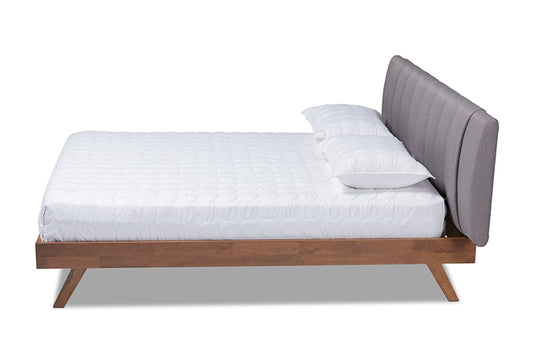 Baxton Studio - Brita King Size Bed - BBT6808-Grey/Walnut-King view 2