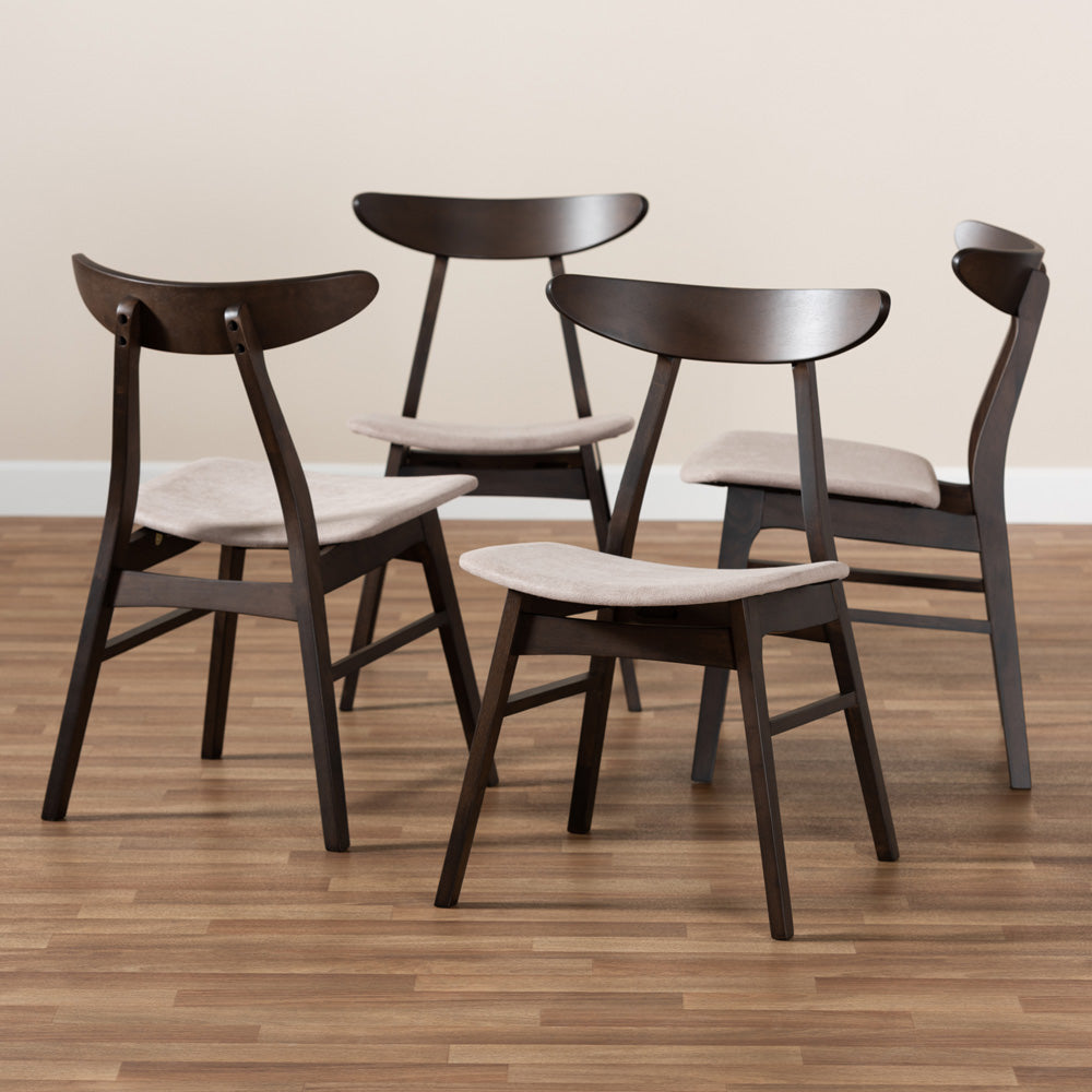Baxton Studio - Britte Set of 4 Dining Chairs in Beige/Dark Brown - Fiesta-Latte/Coffee Oak-DC view 4