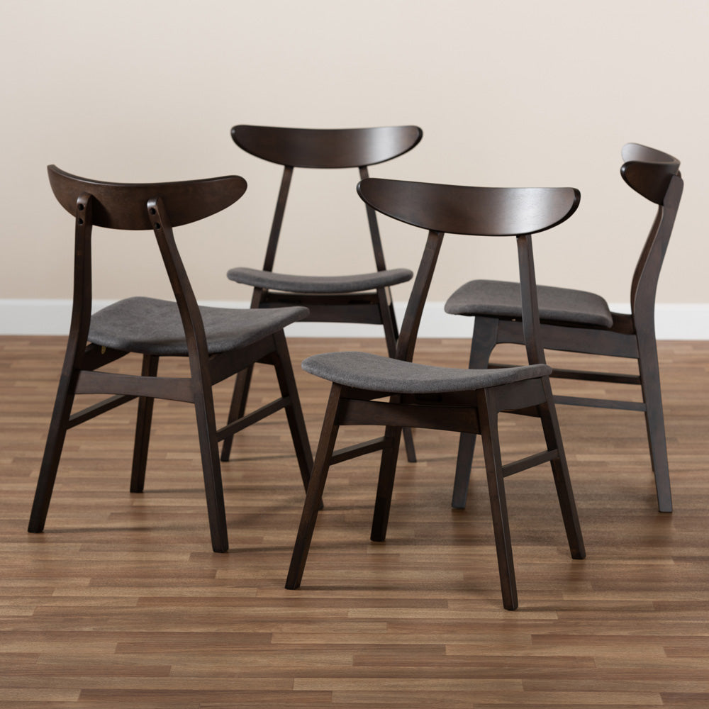 Baxton Studio - Britte Set of 4 Dining Chairs in Dark Grey/Dark Brown - Fiesta-Iron/Coffee Oak-DC view 4