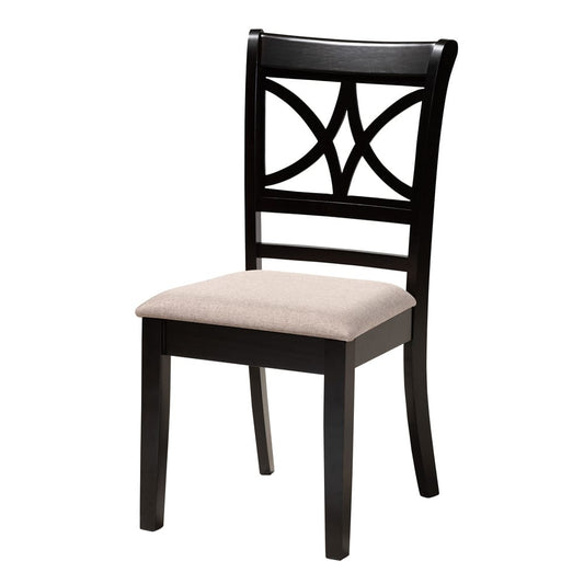 Baxton Studio - Brooke Dining Set in Beige/Dark Brown - Rosie-Sand/Dark Brown-5PC Dining Set view 2