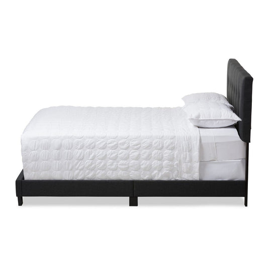 Baxton Studio - Brookfield Queen Size Bed in Dark Grey - CF8747B-Charcoal-Queen view 2