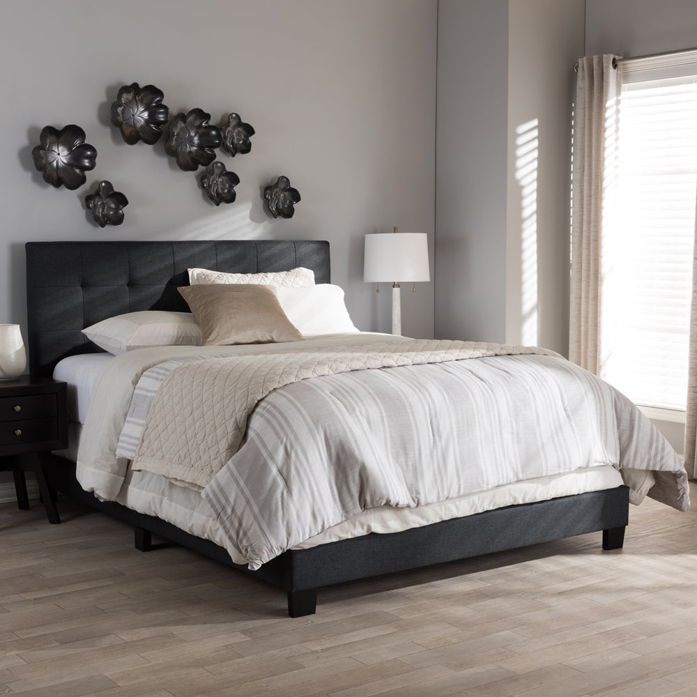 Baxton Studio - Brookfield Queen Size Bed in Dark Grey - CF8747B-Charcoal-Queen view 7